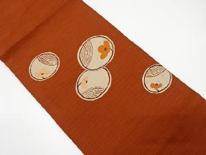 丸に花模様織り出し開き名古屋帯（額縁仕立て）